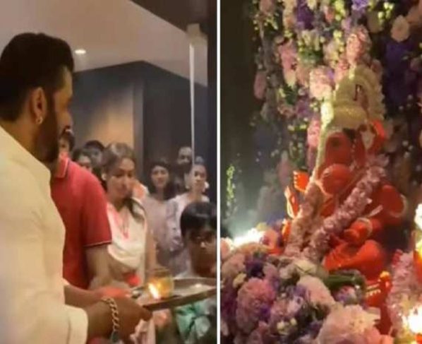 VIDEO - Salman Khan ने उतारी बप्पा की आरती, गणपति पूजा के लिए अर्पिता के घर पर जुटा परिवार