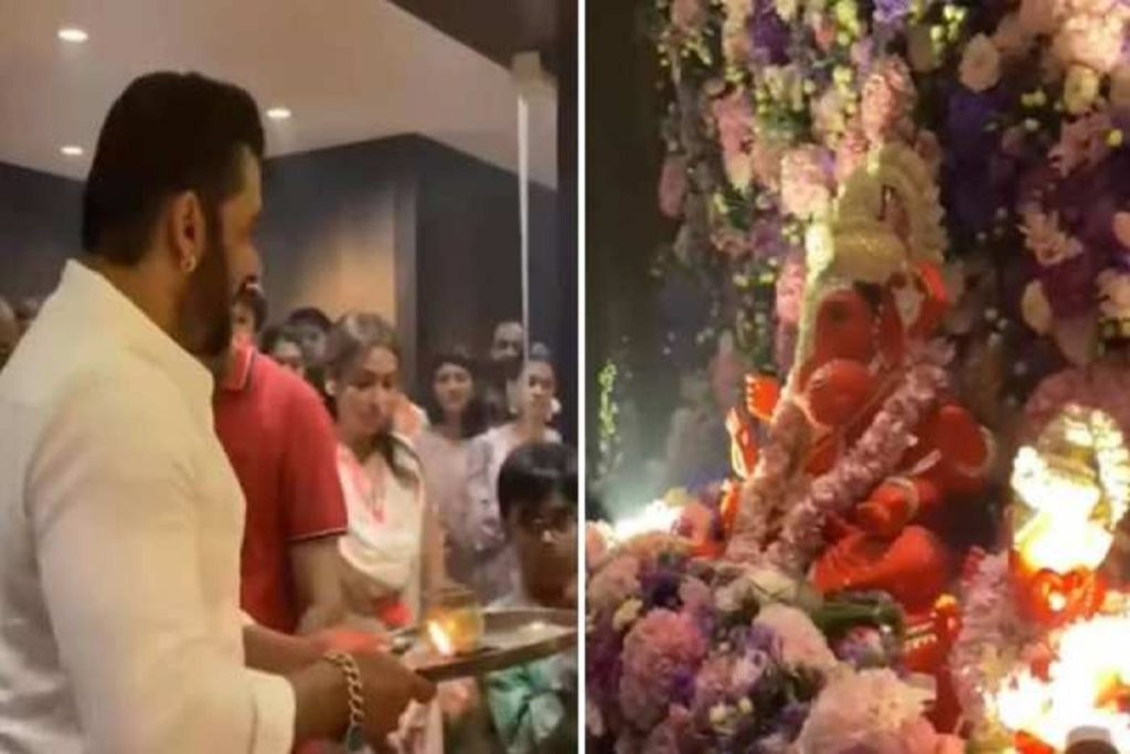 VIDEO - Salman Khan ने उतारी बप्पा की आरती, गणपति पूजा के लिए अर्पिता के घर पर जुटा परिवार