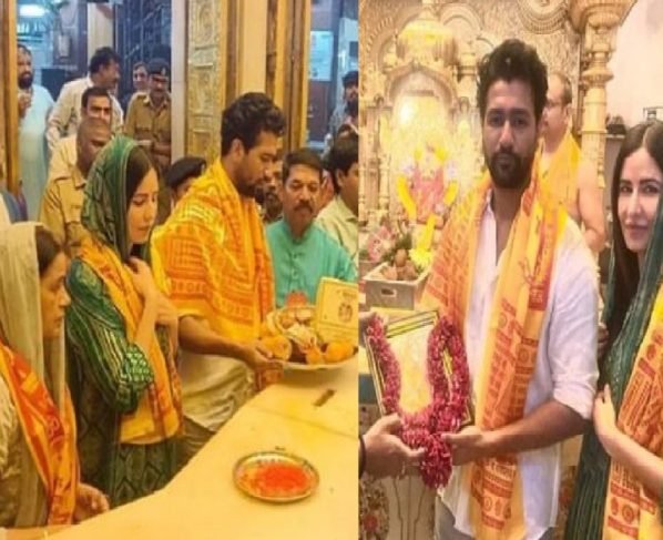 Katrina Kaif and Vicky Kaushal arrive at Siddhi Vinayak