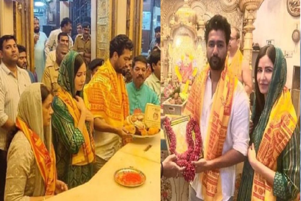 Katrina Kaif and Vicky Kaushal arrive at Siddhi Vinayak
