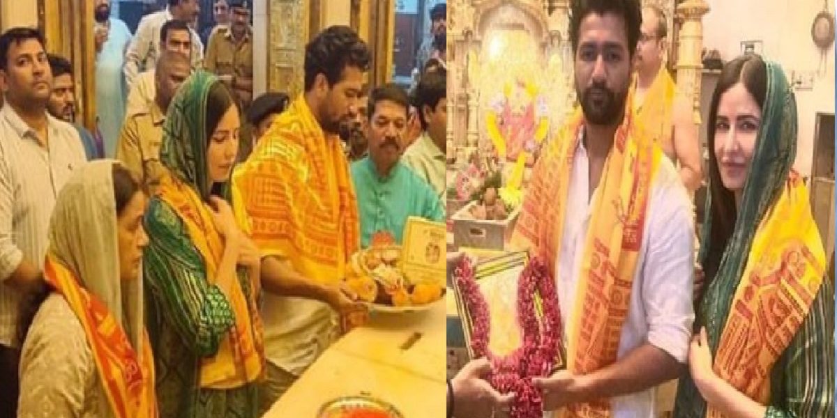 Katrina Kaif and Vicky Kaushal arrive at Siddhi Vinayak